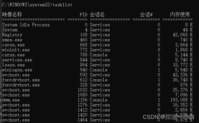 cmd tasklist命令