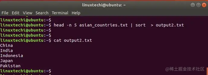 Sort-Head-Command-Output