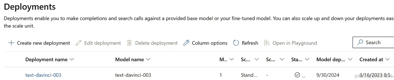 图 9.7 – AOAI 的活跃部署