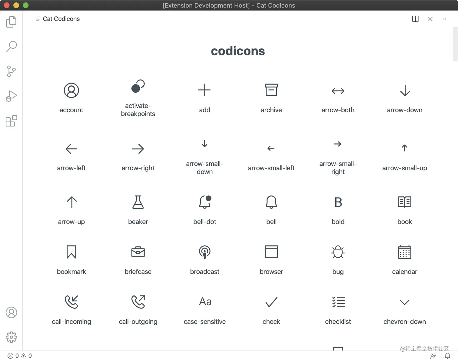 Webview codicons sample