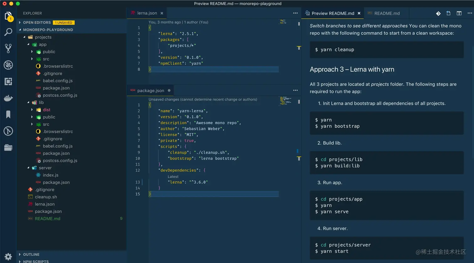 【译】配置 Monorepo 的几种 工具 Lerna、npm、yarn 及其性能对比Source: Sebastian - 掘金