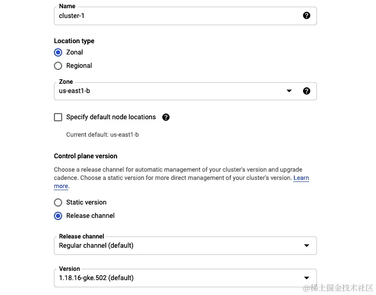 图 8.14 – Google Kubernetes Engine 集群配置视图
