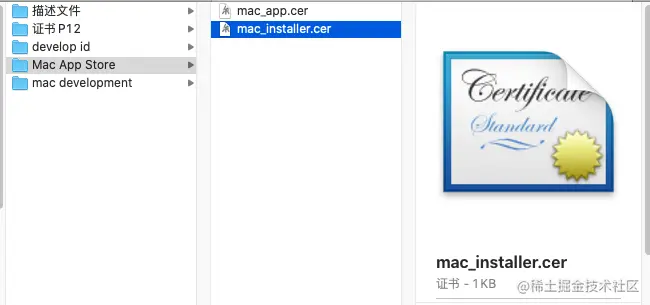 下载后的“Mac Installer Distribution”证书