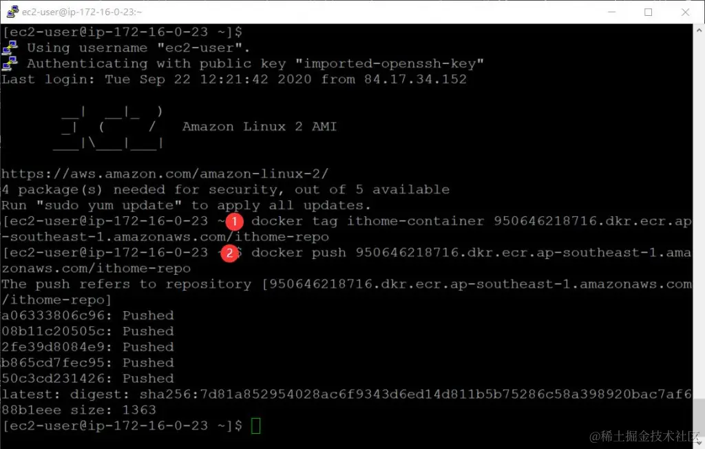 使用AWS CLI 上传映像至储存库