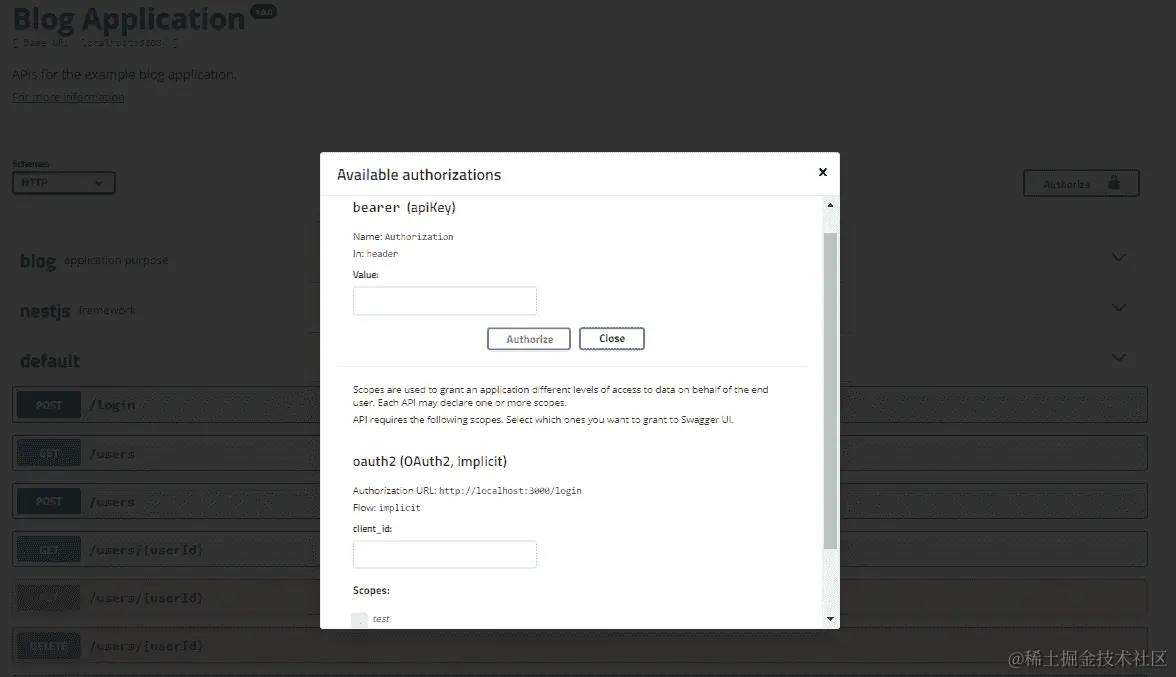 Swagger UI 登录表单