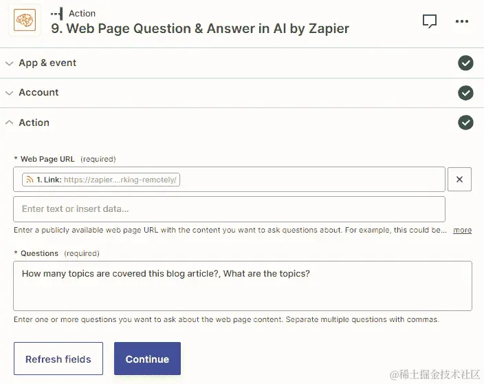 图 19.24 – Web 页面问题与答案动作事件概览