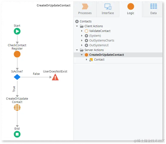 Service Studio 中的服务器操作
