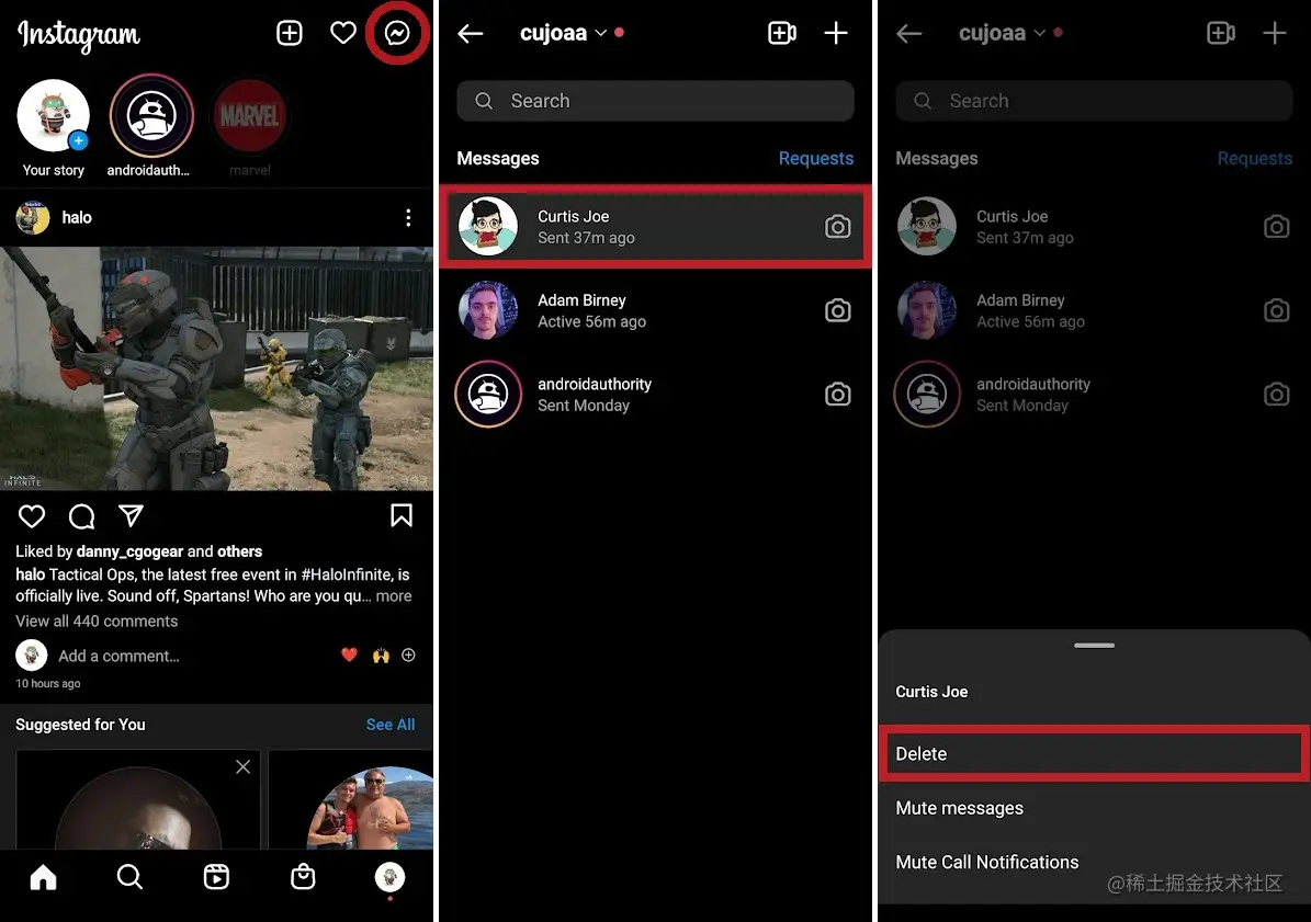 点击并按住您要删除的聊天