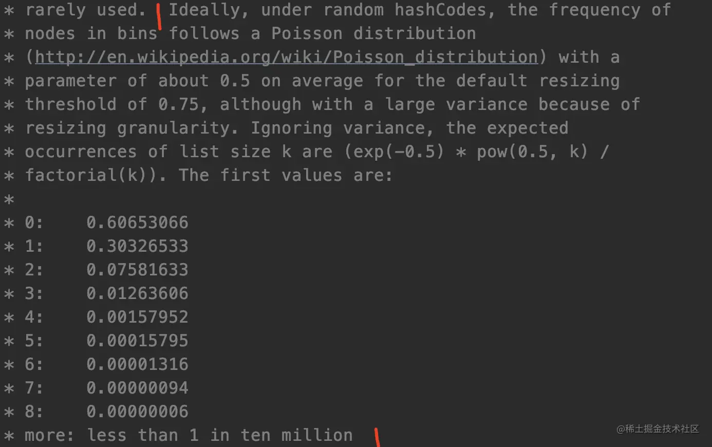 链表转红黑树阈值为什么是8