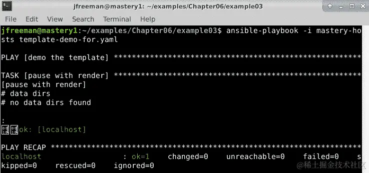 图 6.5 - 在 Ansible 中使用 for 循环渲染模板