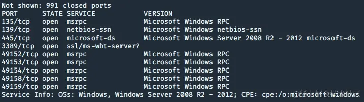 图 9.42 – 扫描新发现的内部主机的端口和服务