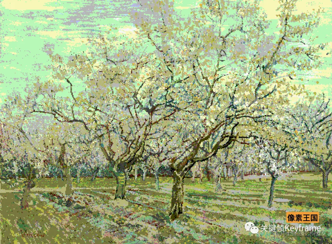 文森特·梵高《白色的果园》像素版