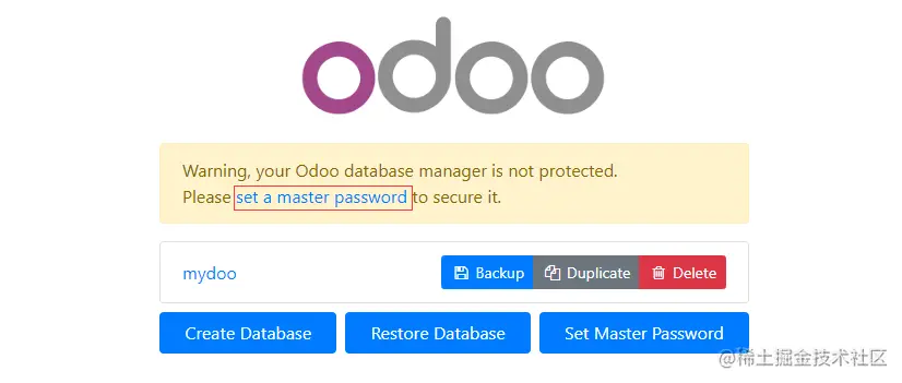 Odoo set a pssword