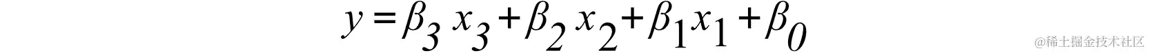 图 9.20：具有多个系数的线性回归公式
