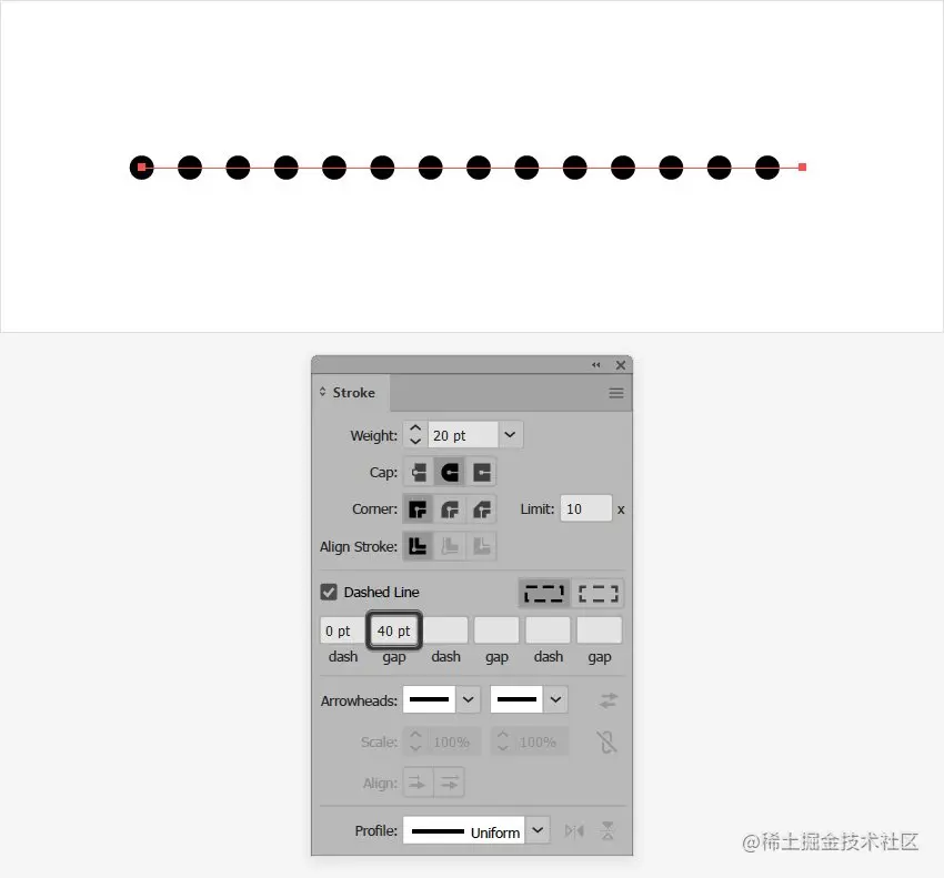 dotted line Illustrator 