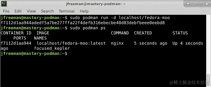 图 12.23 - 运行和查询我们新构建的 Podman 容器
