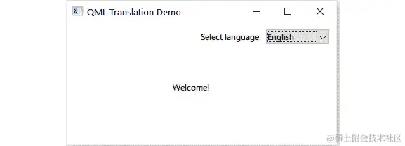 图 11.11 - 当选择英语语言时，Qt Quick 示例显示的输出