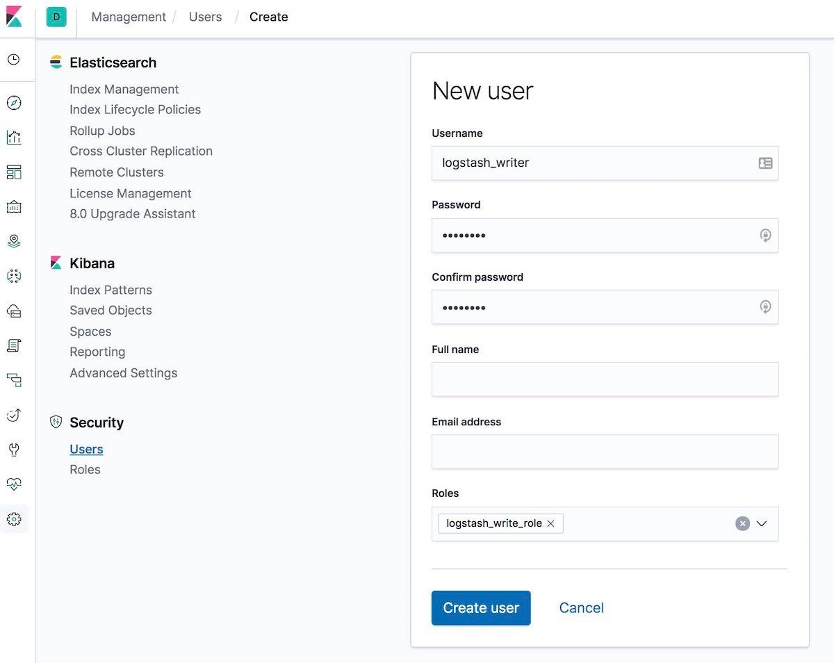 创建 logstash_writer 用户