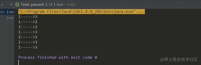 汉诺塔执行结果