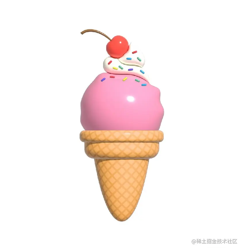 插画师3D冰淇淋蛋筒