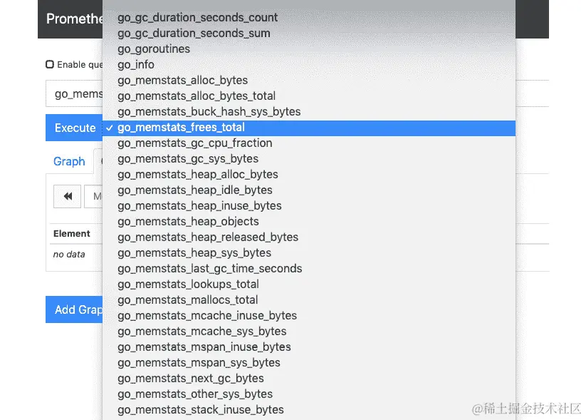 图 13.4：从表达式浏览器中获得的 Prometheus 指标
