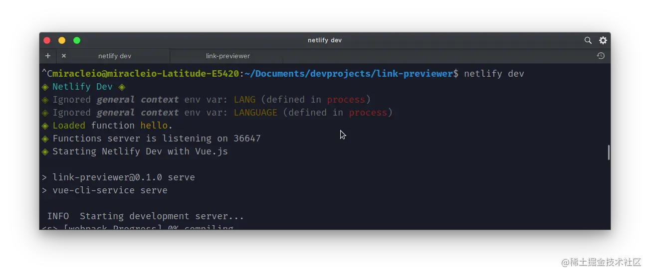 Run Netlify dev with Netlify CLI