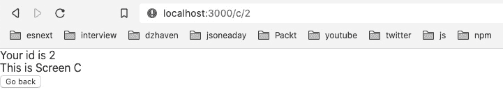 Figure 7.10 – Routed to ScreenC with a Go back button 