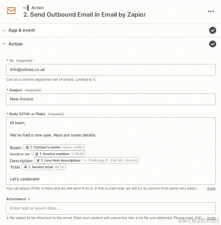图 8.4 – 在 Zapier 应用中设置发送出站邮件操作事件的概述（1）
