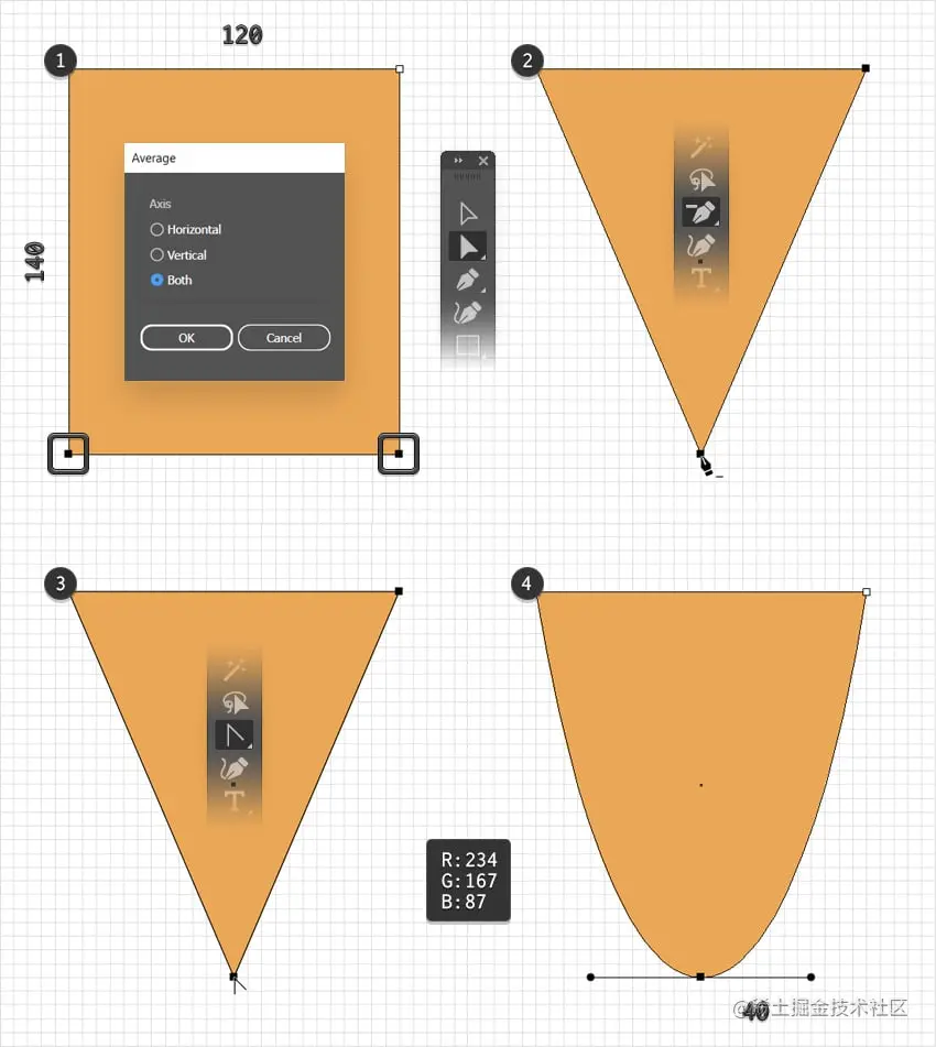 创建一个矩形并将其转换为三角形