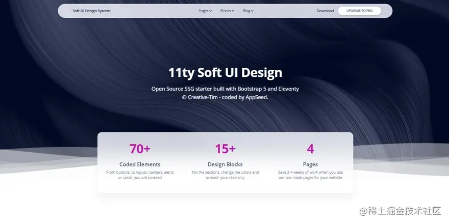Eleventy Soft UI - Open-source static site powered by 11ty, Prismic and AppSeed.