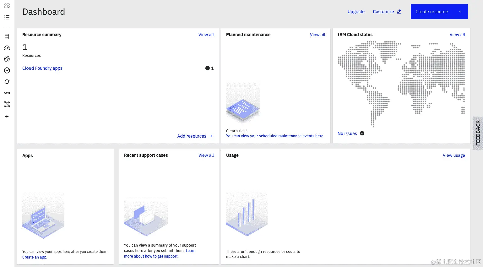 图 6.2 - IBM Cloud 仪表板