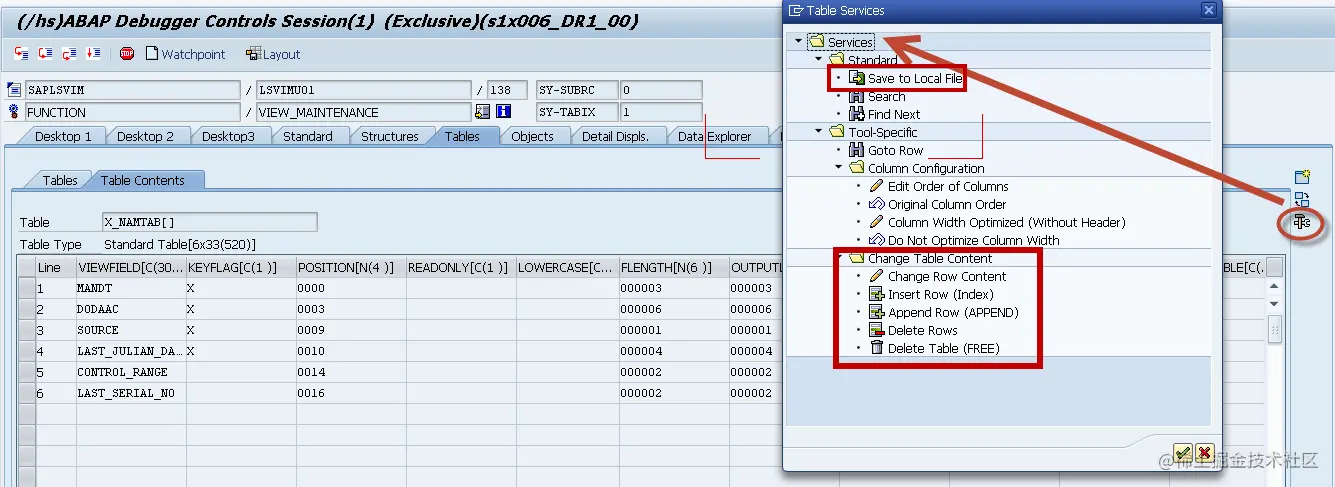 Debugger Table 2