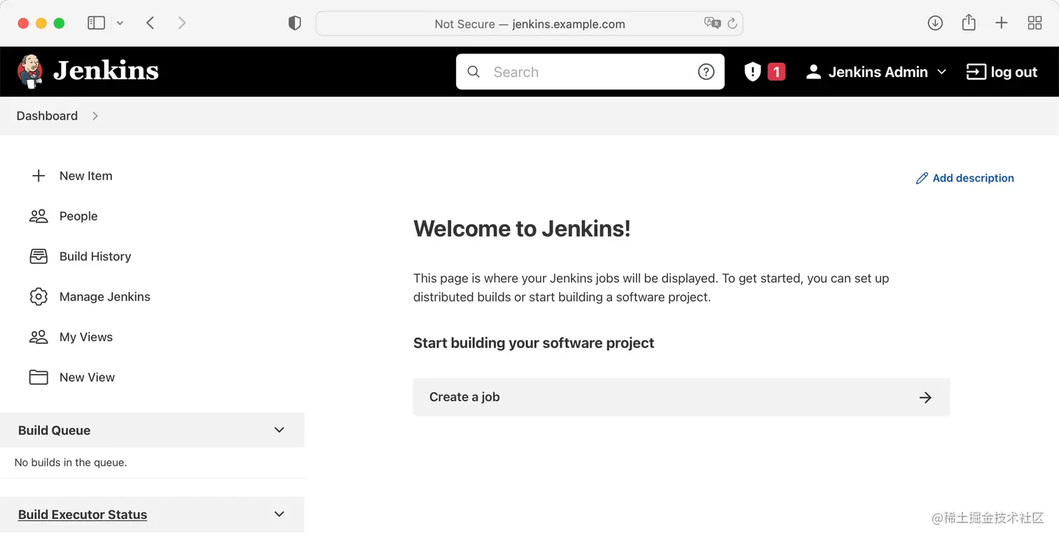 Jenkins dashboard