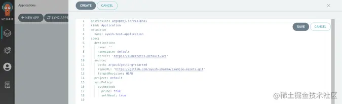 Argo CD application configuration