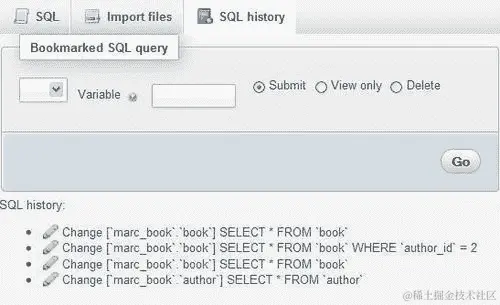 基于数据库的 SQL 历史记录（永久）
