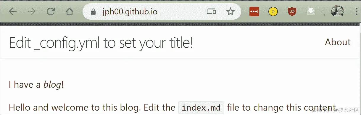 显示网站用户名.github.io 的截图