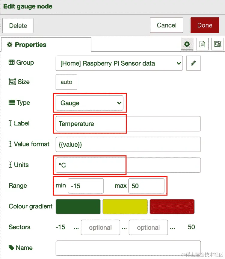 图 11.28 – 设置仪表节点属性