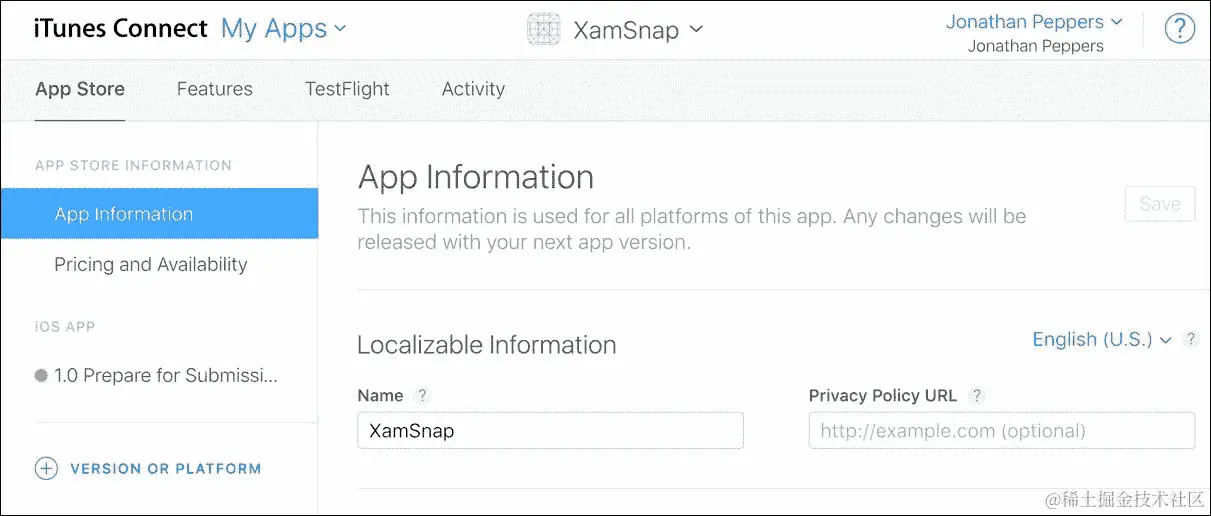 将应用添加到 iTunes Connect