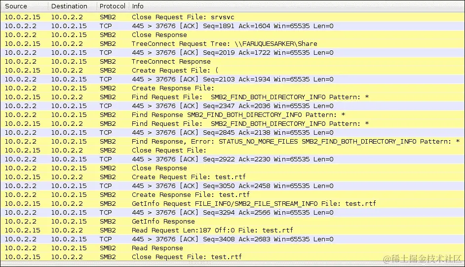 检查 SAMBA 数据包