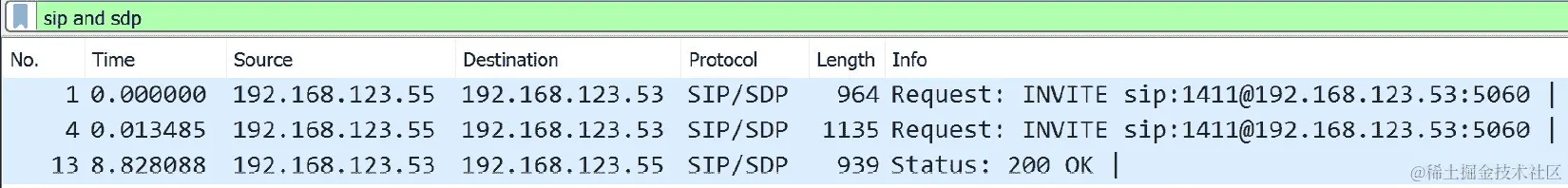 图 11.26 - 仅过滤 SIP/SDP 数据包