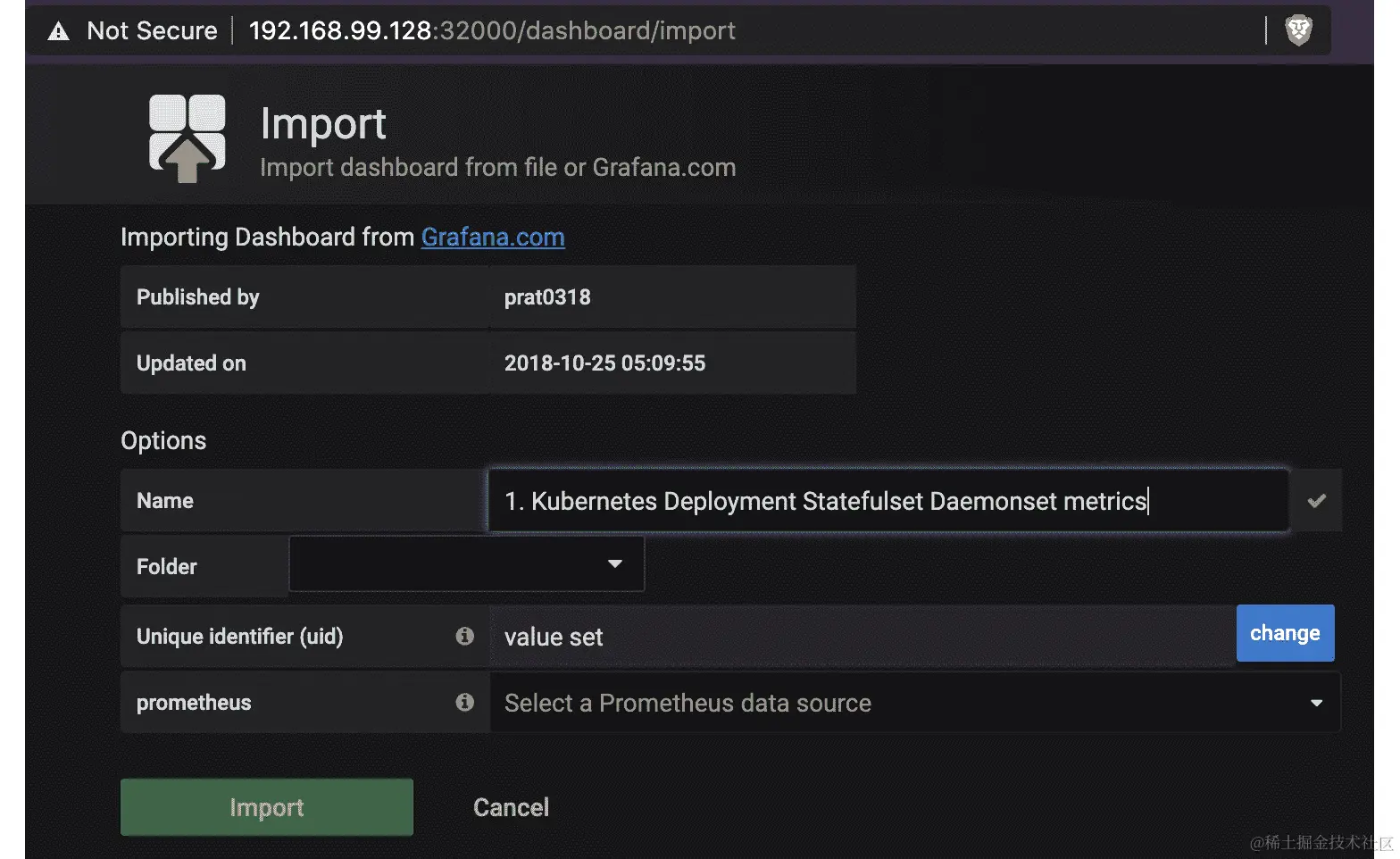图 10.9 – Grafana 仪表板 – 315