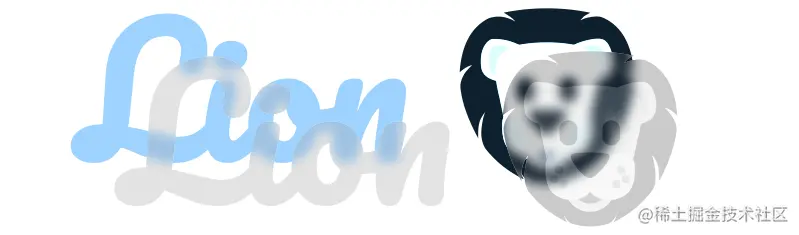 Firefox screenshot. Shows two text and emoji layers partly overlapping. The bottom one is mono (bluish in this case) and blurred at the intersection with the semitransparent grey one on top.