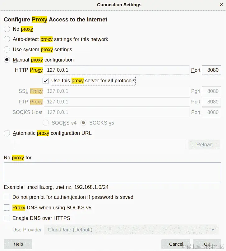 图 8.10 - 设置代理参数