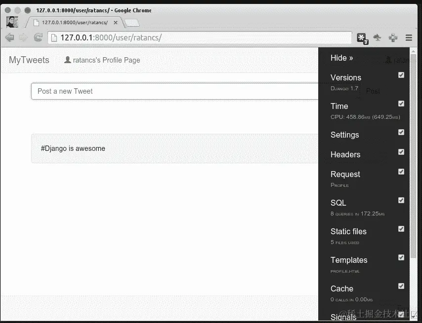 安装 Django 调试工具栏