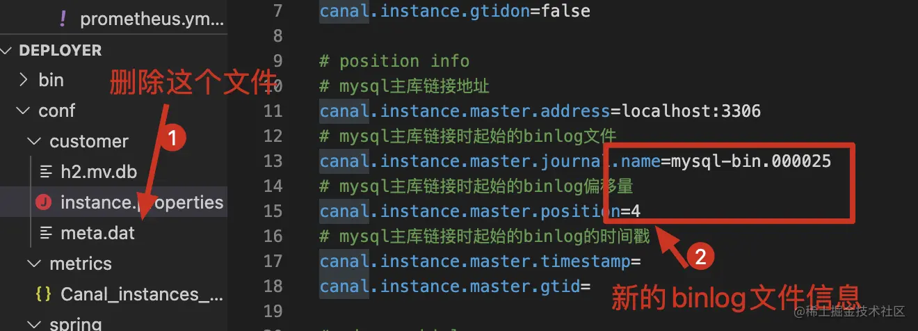 canal instance配置文件修改