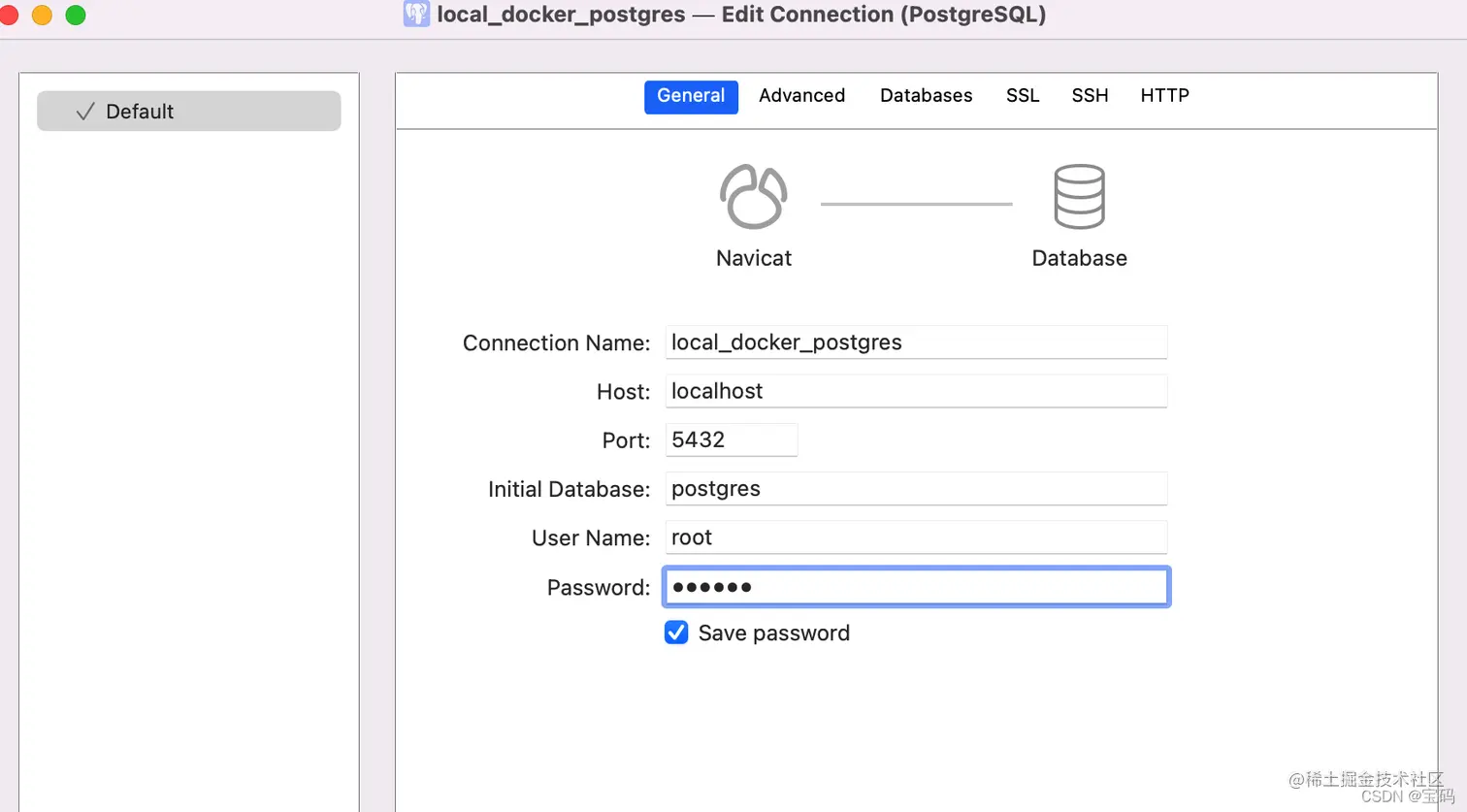 navicat连接postgres