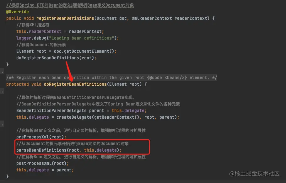 DefaultBeanDefinitionDocumentReader-registerBeanDefinitions