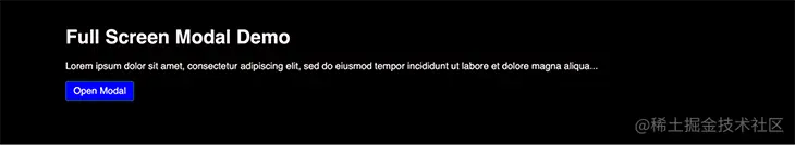 Visual for the full-screen modal demo