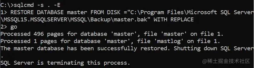 Restore master database